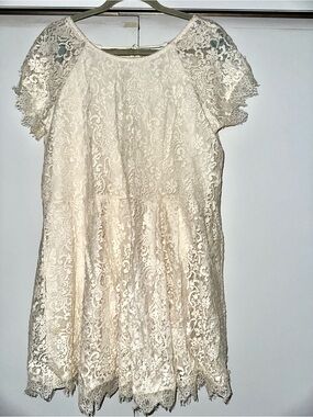 Free People Cream Lace Party Mini Dress